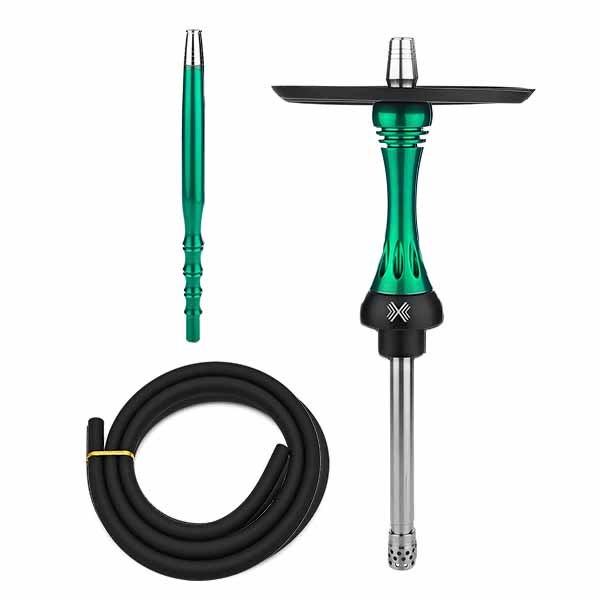 alpha hookah x green candy with mouthpiece and black soft touch hose Ναργιλές Alpha X Hookah Green Candy
