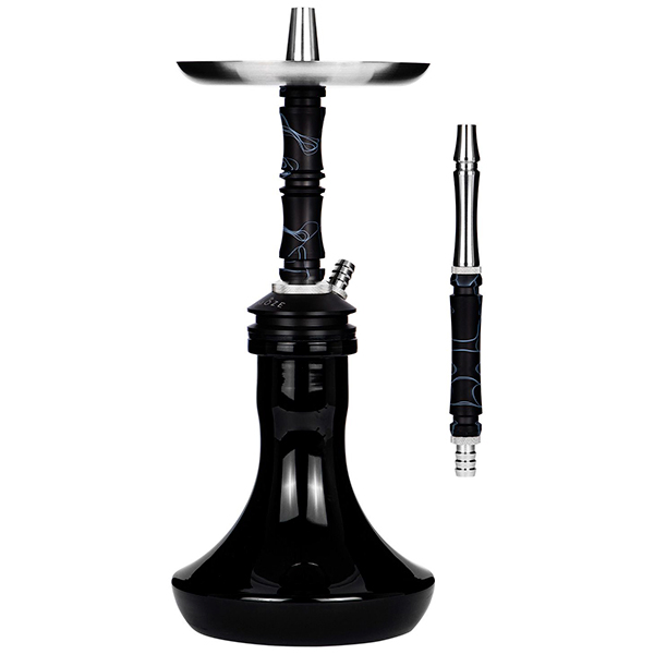 moze breeze two in wavy black color with mouthpiece and mini drop vase
