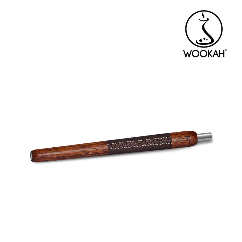 wookah wooden merbau mouthpiecewith brown leather handle