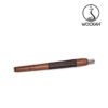 wookah wooden mouthpiece in walnut color with brown leather handle