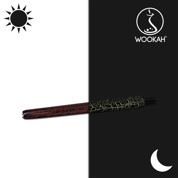 wookah hookah wooden mouthpiece in lumi red color that glows green in the dark