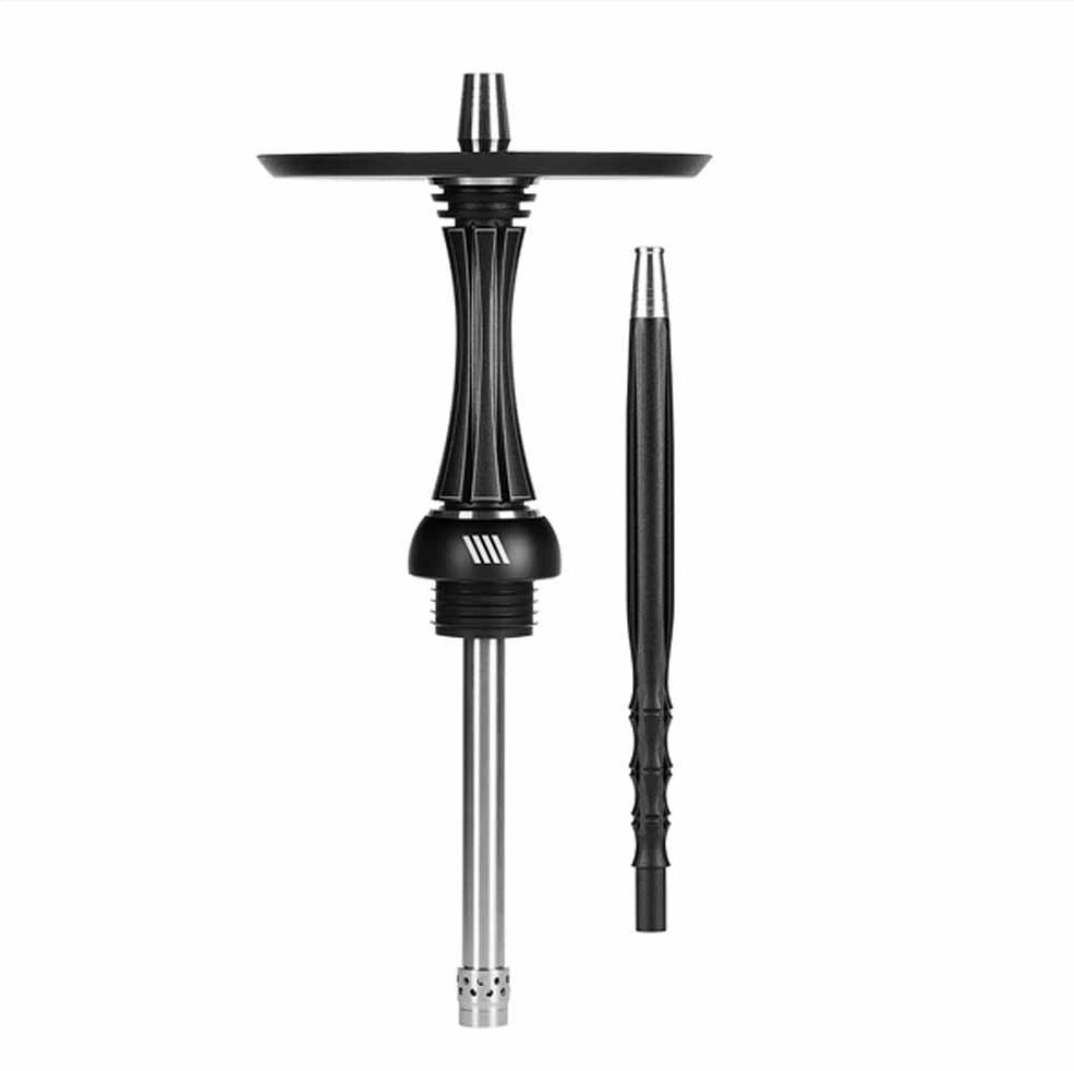alpha hookah x reverse model in black matt color with matching mouthpiece. change your shisha
